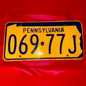 Pennsylvania Vintage License Plate. Unknown Year. 069-77J